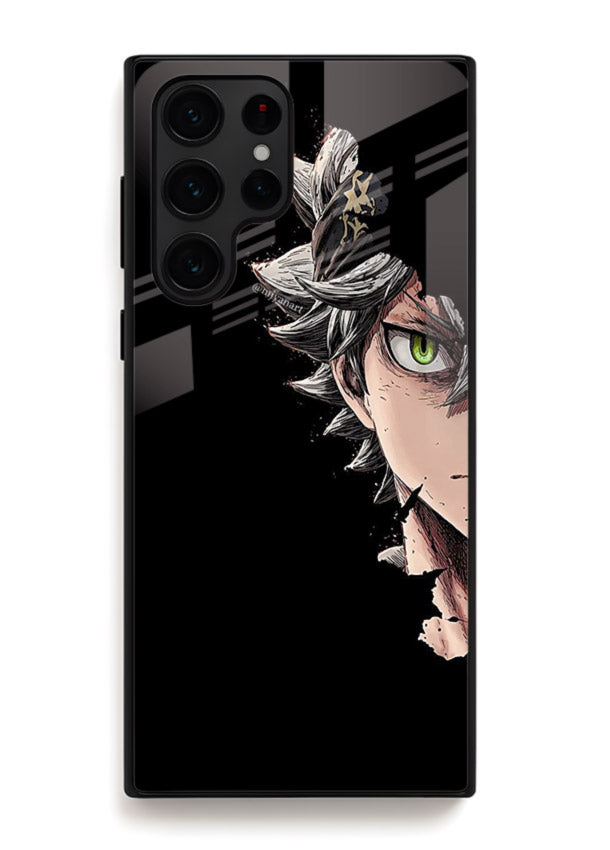 asta demon eye black clover anime art Samsung S24 Ultra glass cover intense portrait case