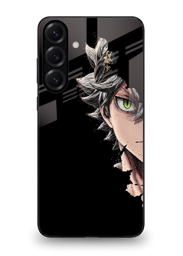 asta demon eye black clover anime art Samsung A25 5G glass cover intense portrait case