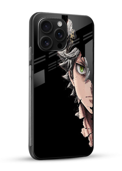 asta demon eye black clover anime art glossy vibrant premium glass cover intense portrait case - Angle Side
