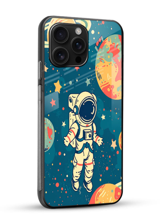 Astronaut Space Cartoon glass back cover with astronaut and planets design - 2