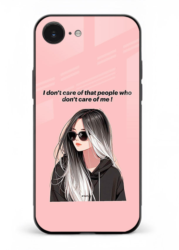 Attitude Sunglasses Girl bold attitude artwork iphone 16e glass back cover