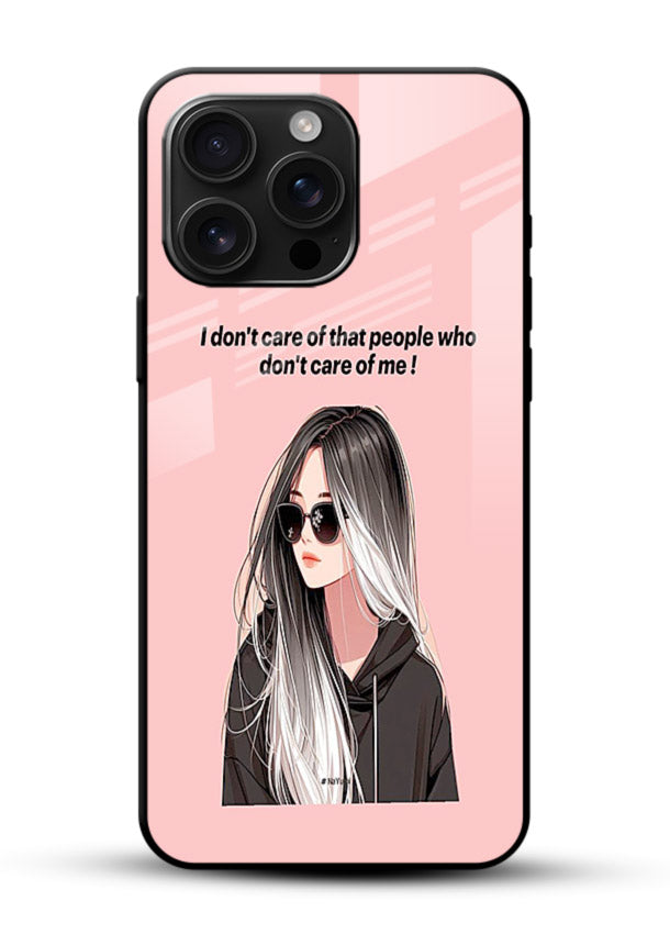 Attitude Sunglasses Girl bold attitude artwork glossy vibrant premium glass back cover - Angle Front