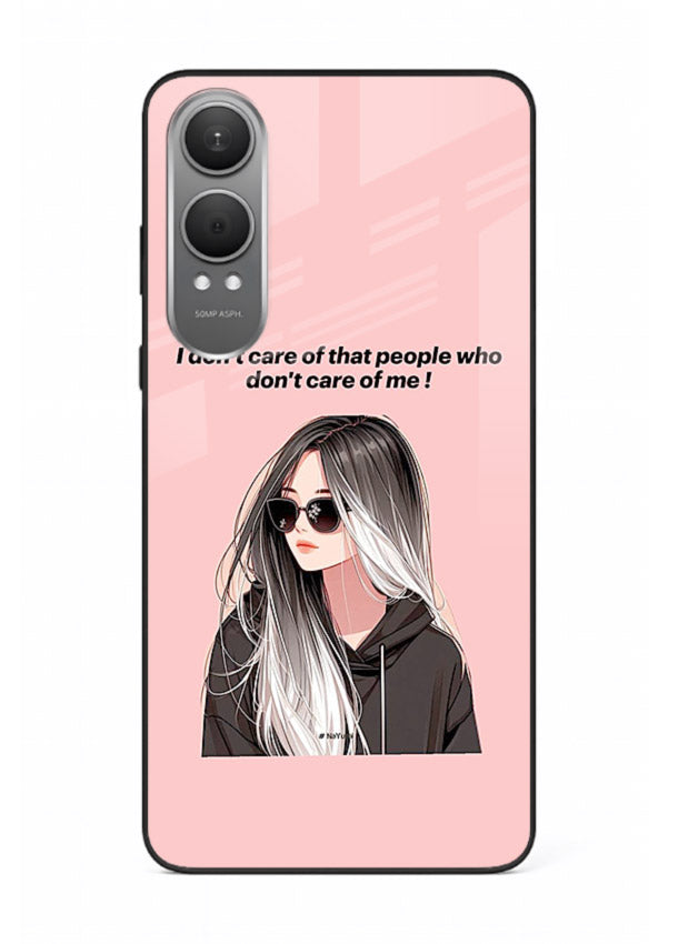 Attitude Sunglasses Girl bold attitude artwork OnePlus Nord CE4 Lite glass back cover