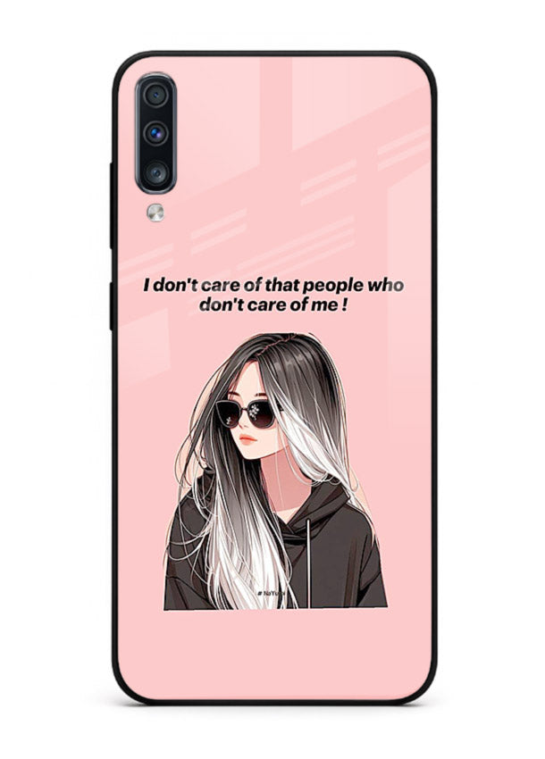 Attitude Sunglasses Girl bold attitude artwork Samsung A50 glass back cover