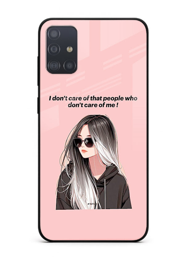 Attitude Sunglasses Girl bold attitude artwork Samsung A71 glass back cover