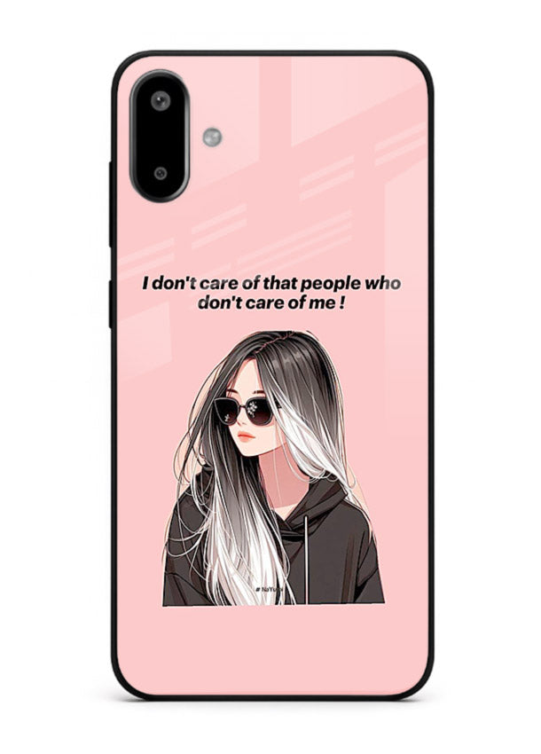 Attitude Sunglasses Girl bold attitude artwork Samsung F06 5G glass back cover