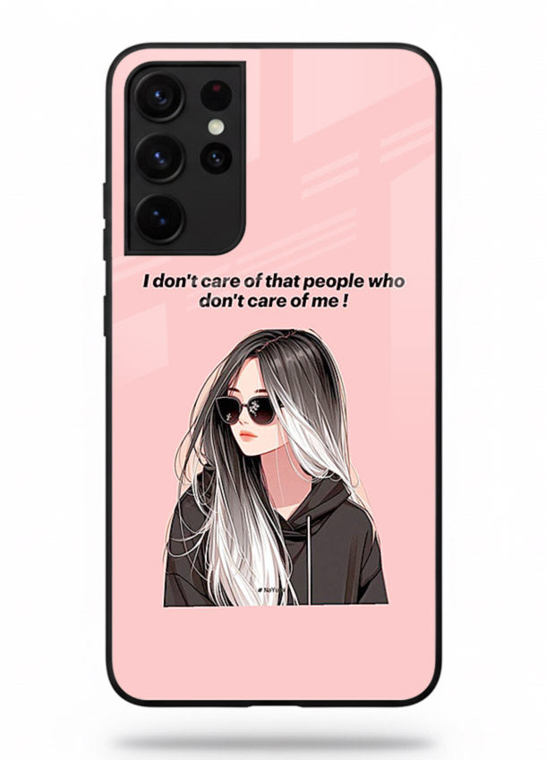 Attitude Sunglasses Girl bold attitude artwork Samsung S21 Ultra glass back cover