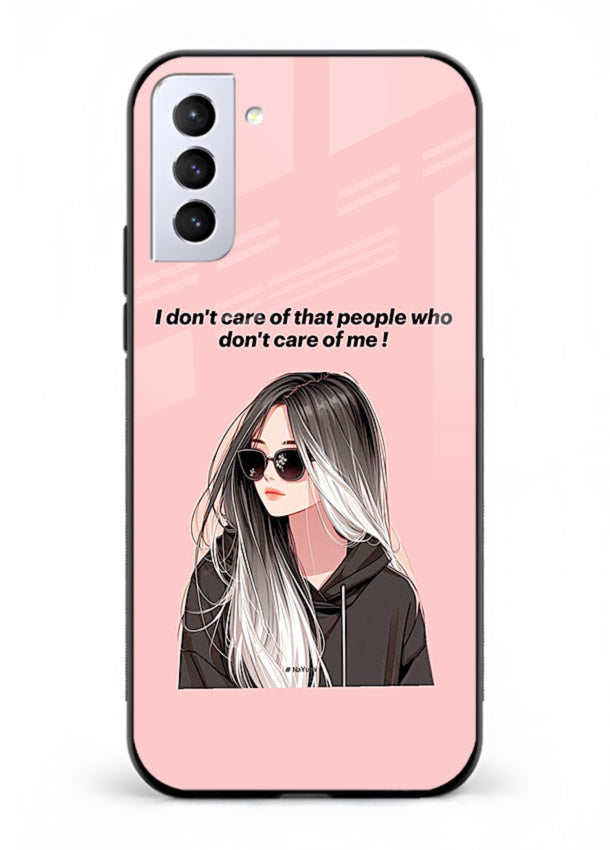 Attitude Sunglasses Girl bold attitude artwork Samsung S21 glass back cover
