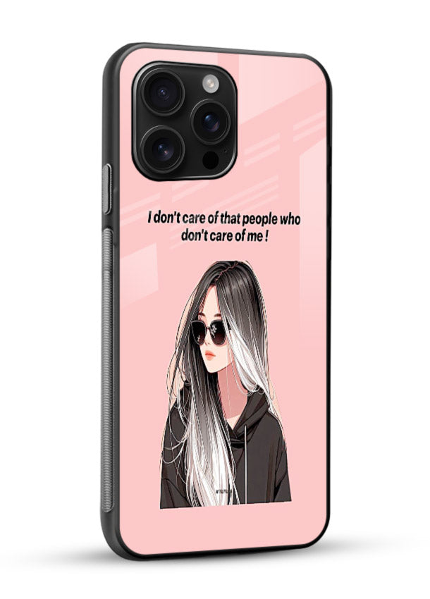Attitude Sunglasses Girl bold attitude artwork glossy vibrant premium glass back cover - Angle Side