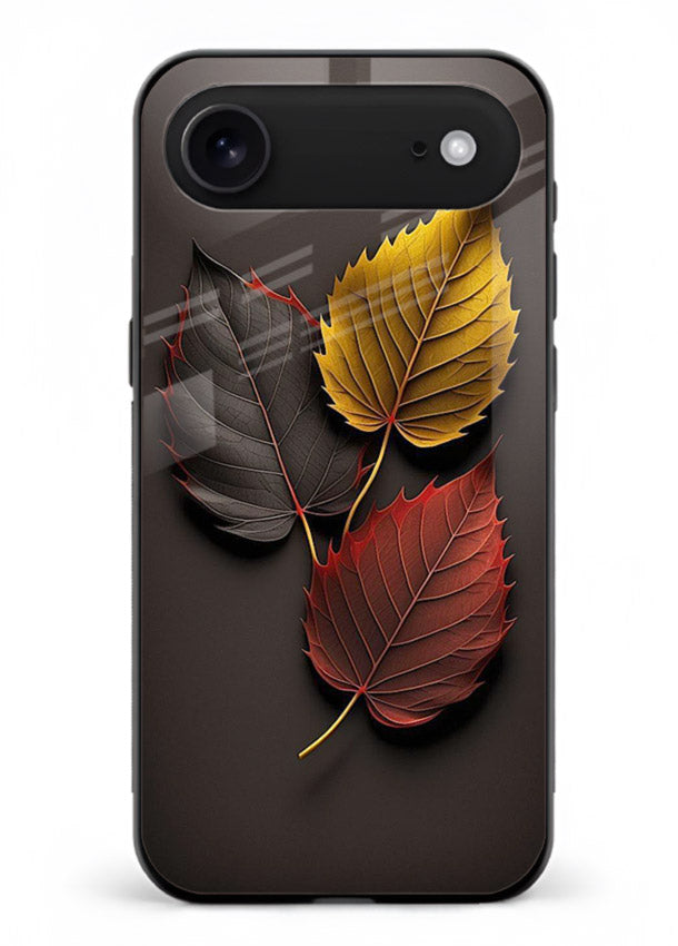 Autumn leaf artwork on iphone 17 air glass back cover with warm drifting tones.