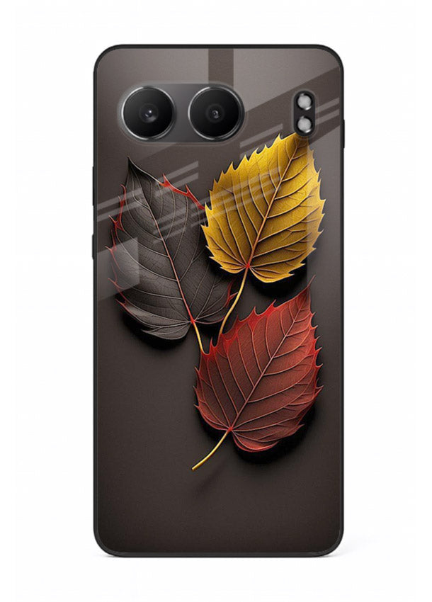 Autumn leaf artwork on OnePlus Nord 4 glass back cover with warm drifting tones.