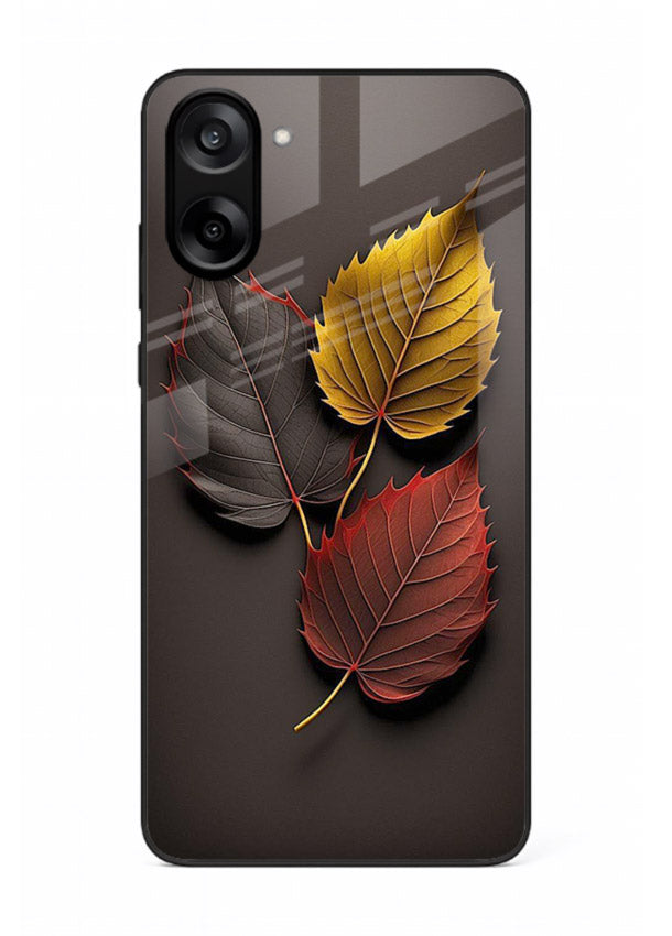 Autumn leaf artwork on OnePlus Nord CE5 glass back cover with warm drifting tones.