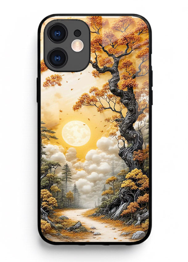 Autumn Sun Forest glowing autumn forest artwork iphone 12 glass back cover