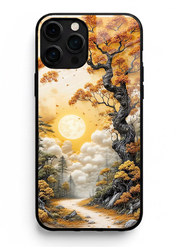 Autumn Sun Forest glowing autumn forest artwork iphone 13 pro max glass back cover