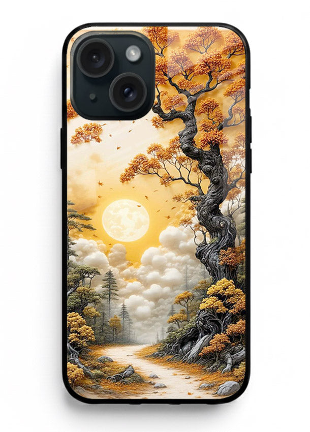 Autumn Sun Forest glowing autumn forest artwork iphone 14 plus glass back cover