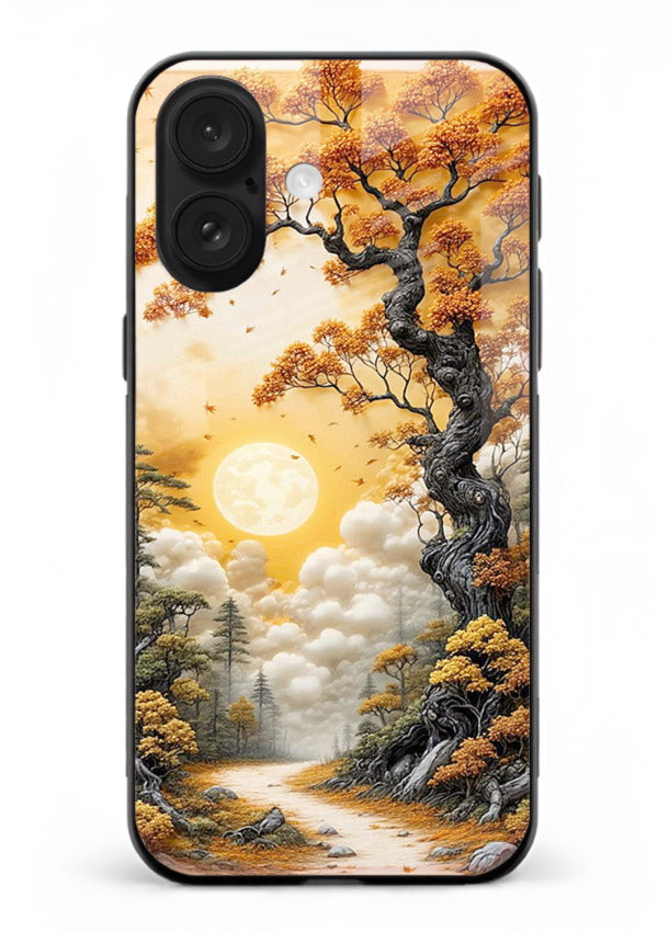 Autumn Sun Forest glowing autumn forest artwork iphone 16 glass back cover