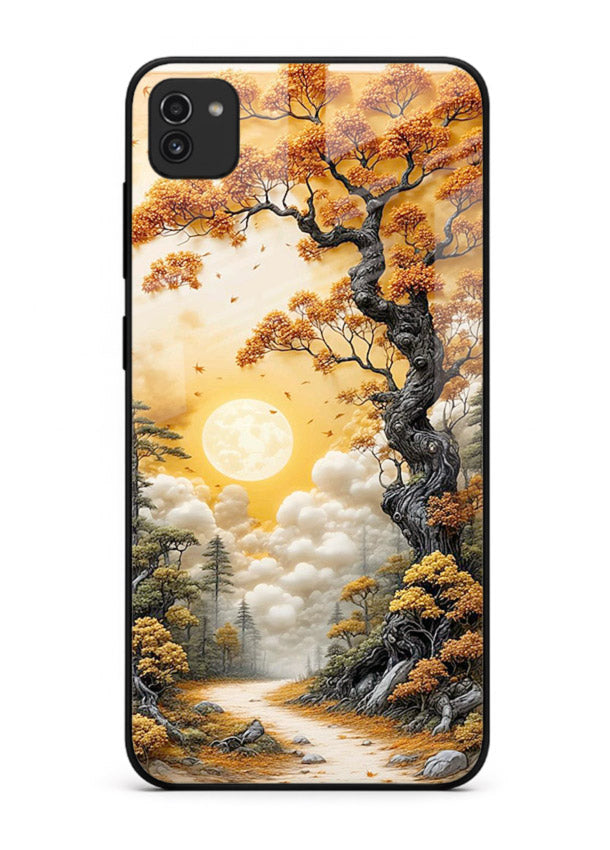 Autumn Sun Forest glowing autumn forest artwork Samsung A03 glass back cover