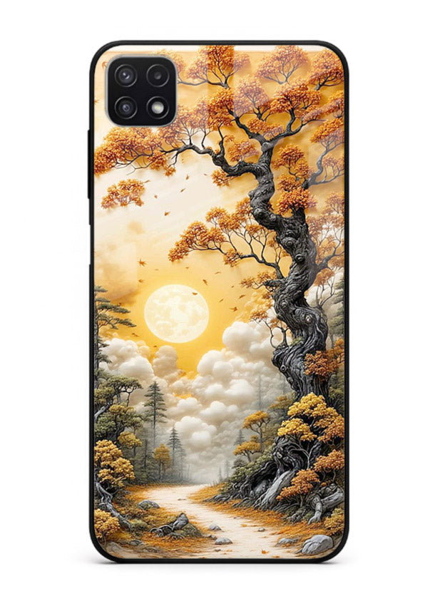 Autumn Sun Forest glowing autumn forest artwork Samsung F42 5G glass back cover
