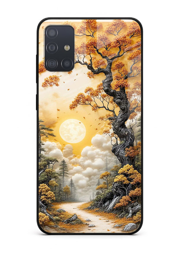 Autumn Sun Forest glowing autumn forest artwork Samsung A51 glass back cover