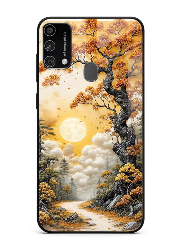 Autumn Sun Forest glowing autumn forest artwork Samsung F41 glass back cover