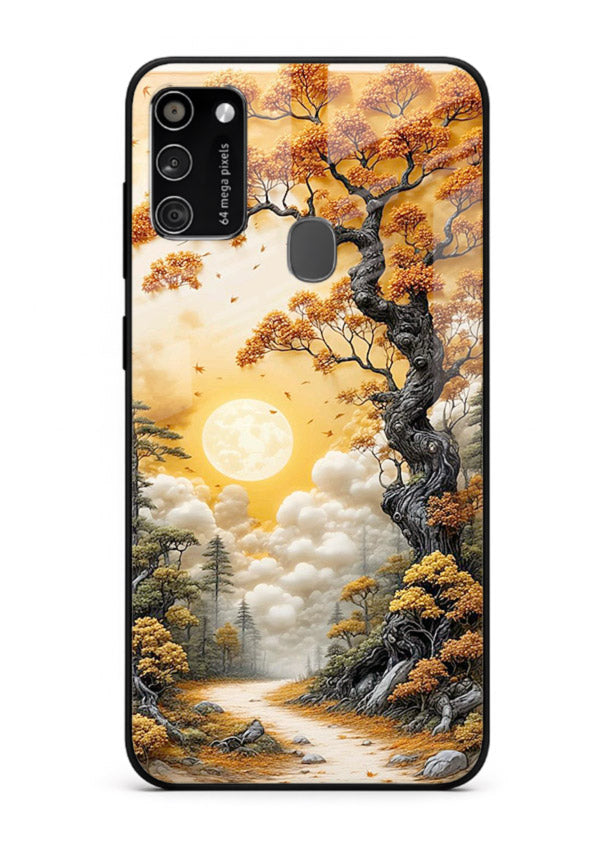 Autumn Sun Forest glowing autumn forest artwork Samsung M30s glass back cover
