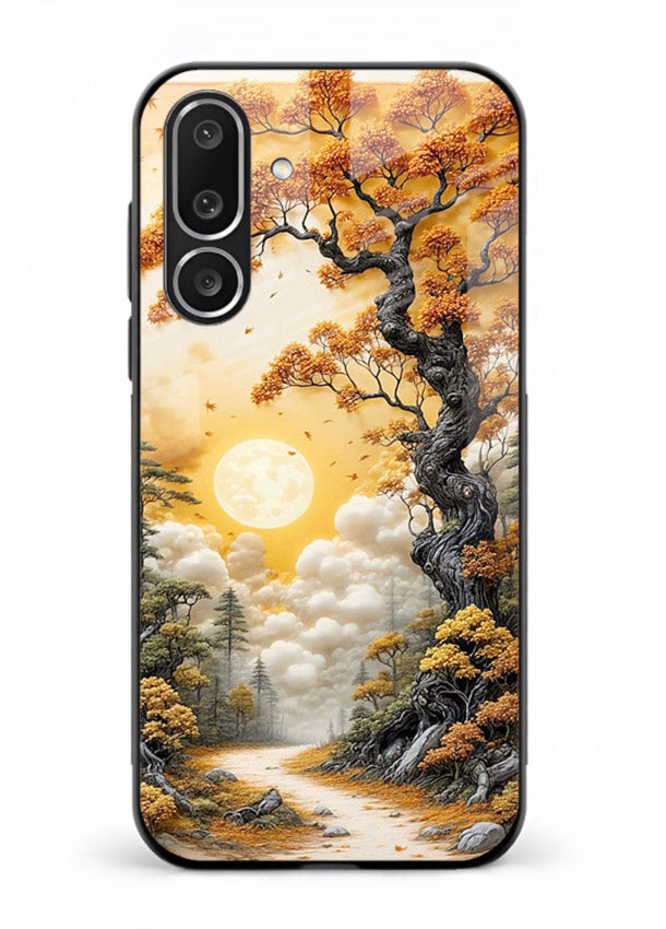 Autumn Sun Forest glowing autumn forest artwork Samsung F56 5G glass back cover