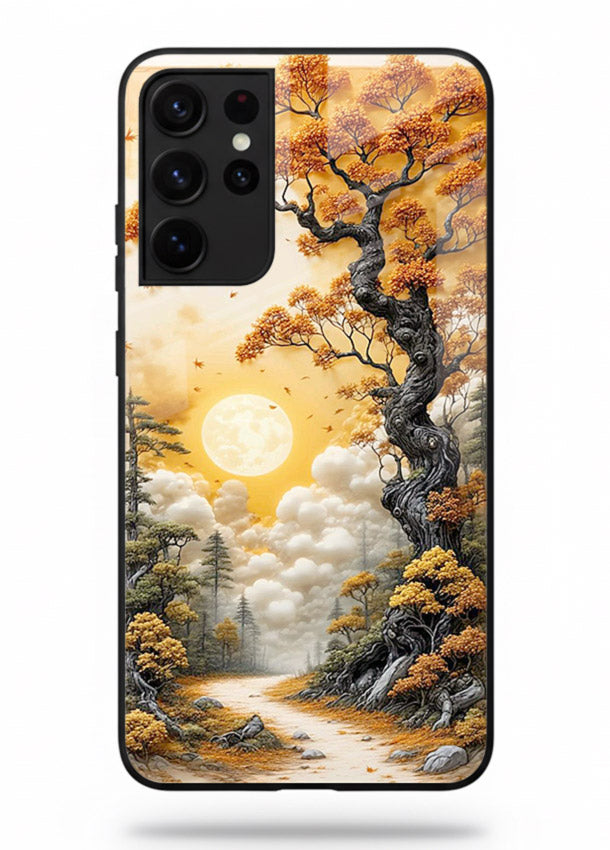 Autumn Sun Forest glowing autumn forest artwork Samsung S21 Ultra glass back cover