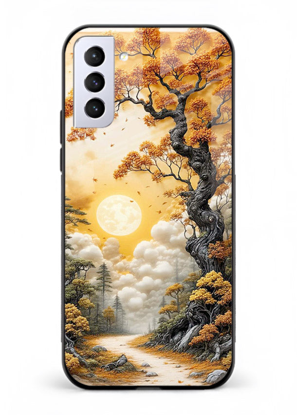 Autumn Sun Forest glowing autumn forest artwork Samsung S21 FE glass back cover