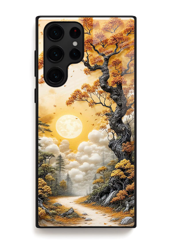 Autumn Sun Forest glowing autumn forest artwork Samsung S25 Ultra glass back cover