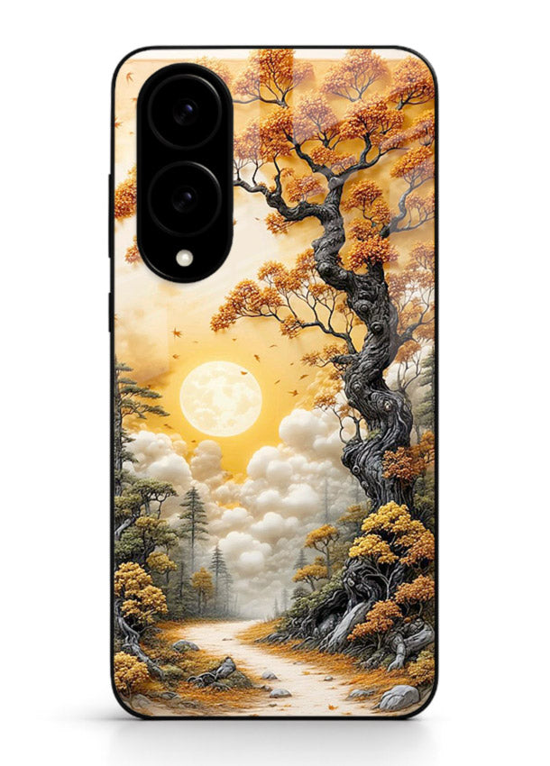 Autumn Sun Forest glowing autumn forest artwork Samsung S25 Edge glass back cover