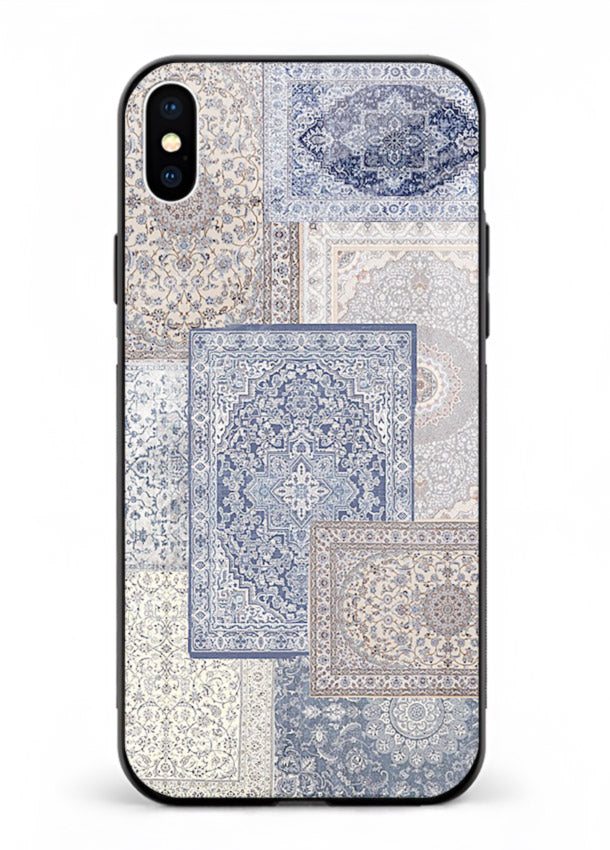 Light blue mosaic artwork printed on glossy tempered glass iPhone XS Max back cover