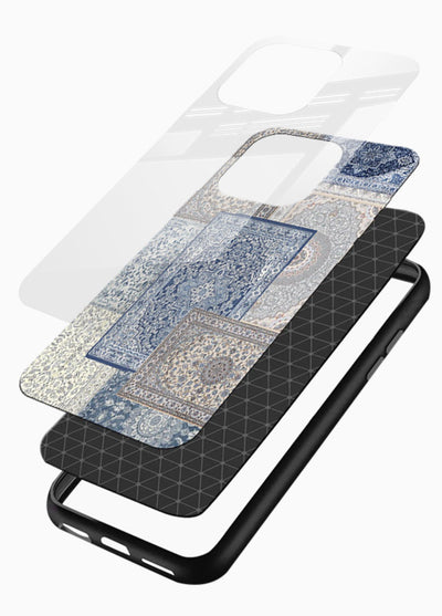 Light blue mosaic artwork printed on glossy tempered glass phone back cover - 3