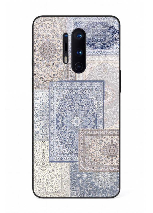 Light blue mosaic artwork printed on glossy tempered glass OnePlus 8 Pro back cover