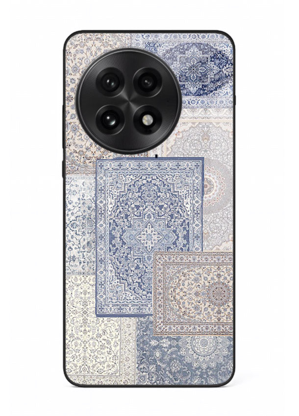 Light blue mosaic artwork printed on glossy tempered glass OnePlus 13 back cover