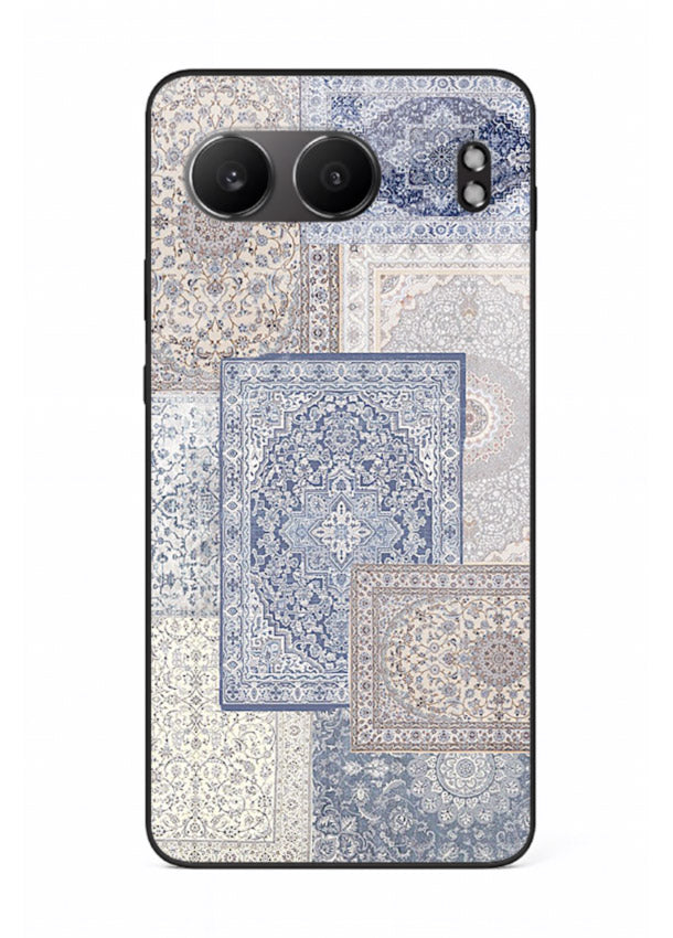 Light blue mosaic artwork printed on glossy tempered glass OnePlus Nord 4 back cover