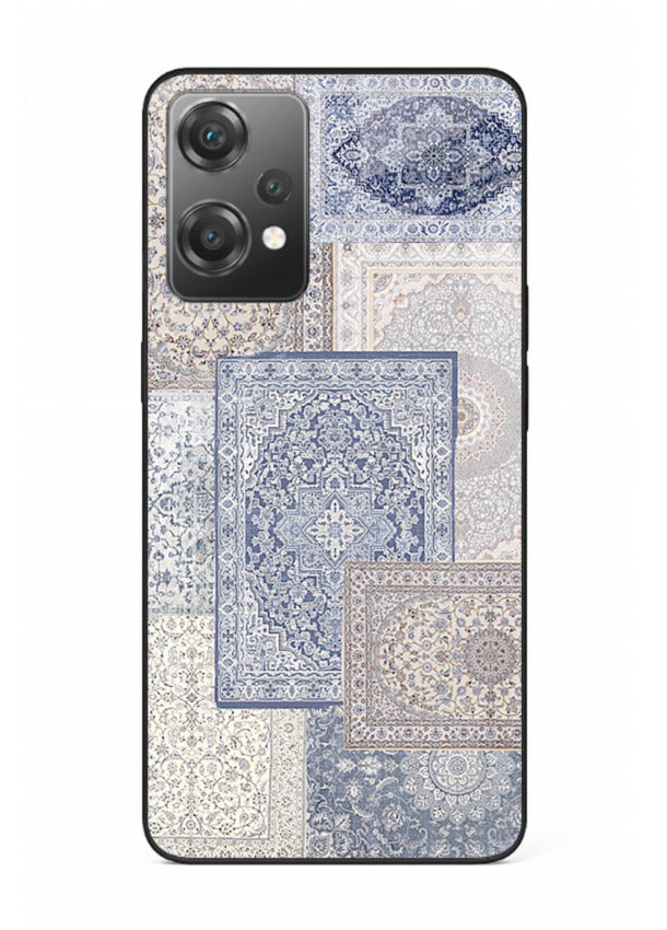 Light blue mosaic artwork printed on glossy tempered glass OnePlus Nord CE2 Lite 5G back cover