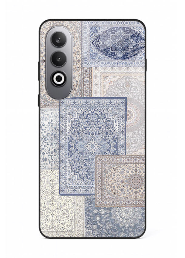 Light blue mosaic artwork printed on glossy tempered glass OnePlus Nord CE4 back cover
