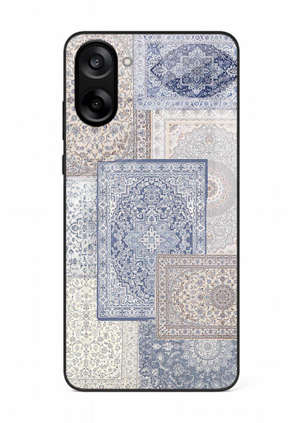 Light blue mosaic artwork printed on glossy tempered glass OnePlus Nord CE5 back cover