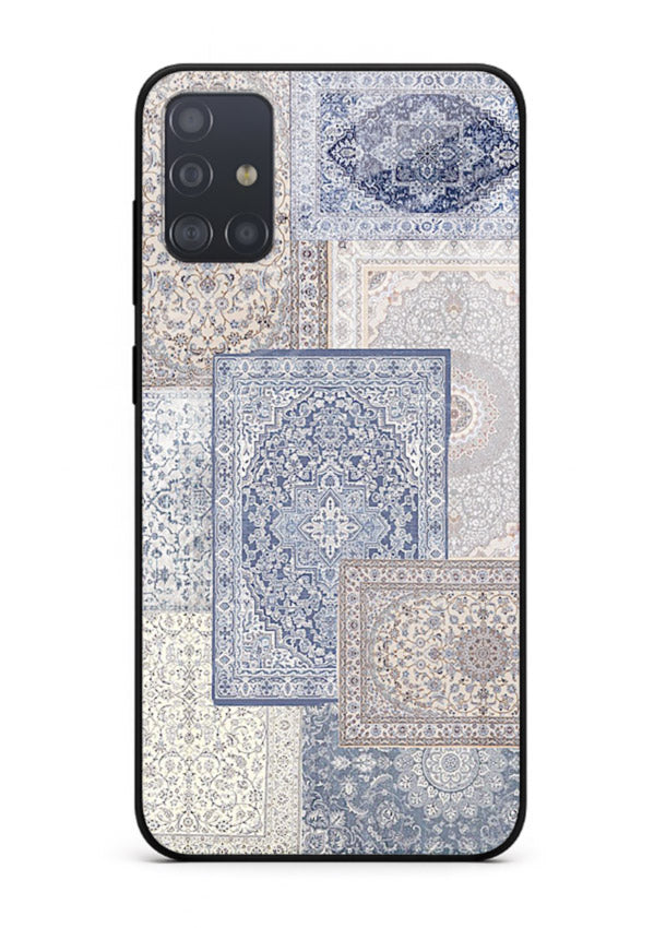 Light blue mosaic artwork printed on glossy tempered glass Samsung A51 back cover
