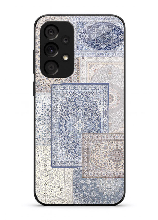 Light blue mosaic artwork printed on glossy tempered glass Samsung A73 5G back cover