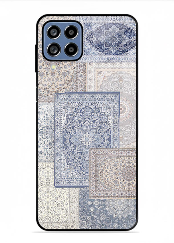 Light blue mosaic artwork printed on glossy tempered glass Samsung F12 5G back cover