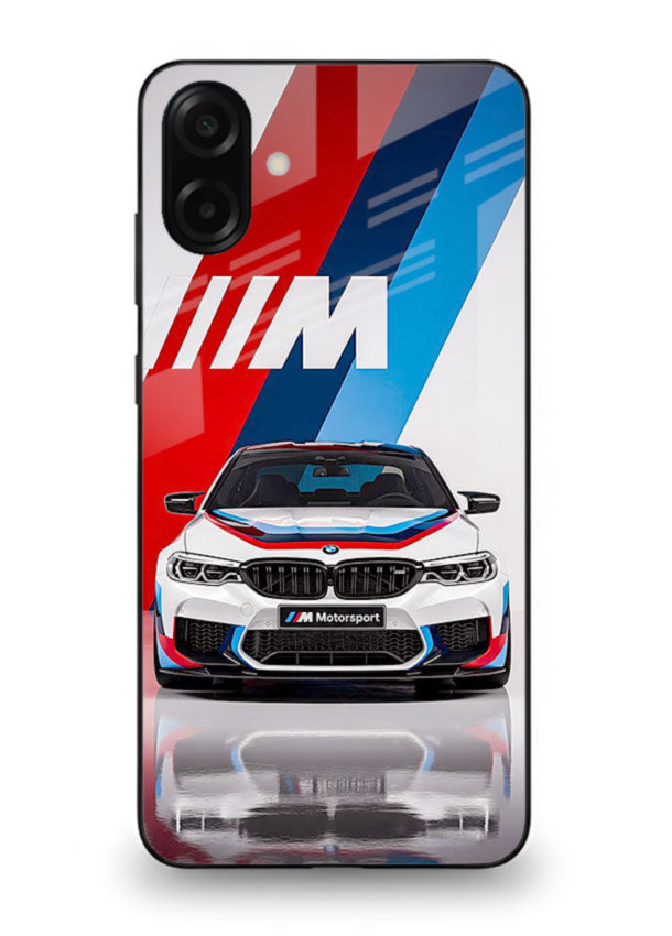 BMW M tricolor stripe design with clean performance styling for Samsung M13 5G