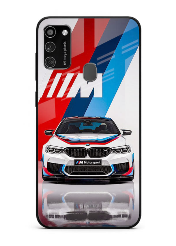 BMW M tricolor stripe design with clean performance styling for Samsung M30s