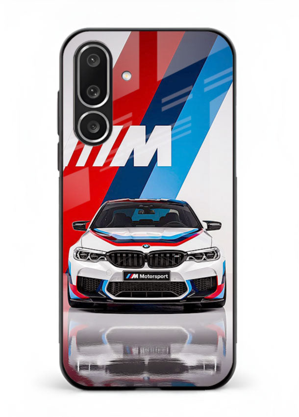 BMW M tricolor stripe design with clean performance styling for Samsung M56 5G