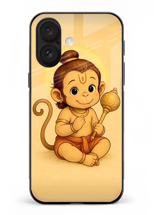 Baby Hanuman cute devotional art iphone 18 glass back cover for bhakts