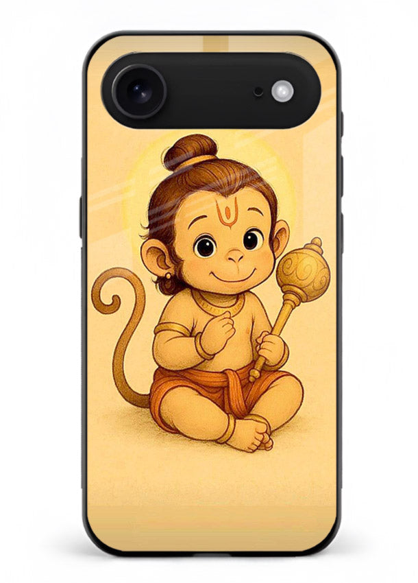 Baby Hanuman cute devotional art iphone 18 air glass back cover for bhakts