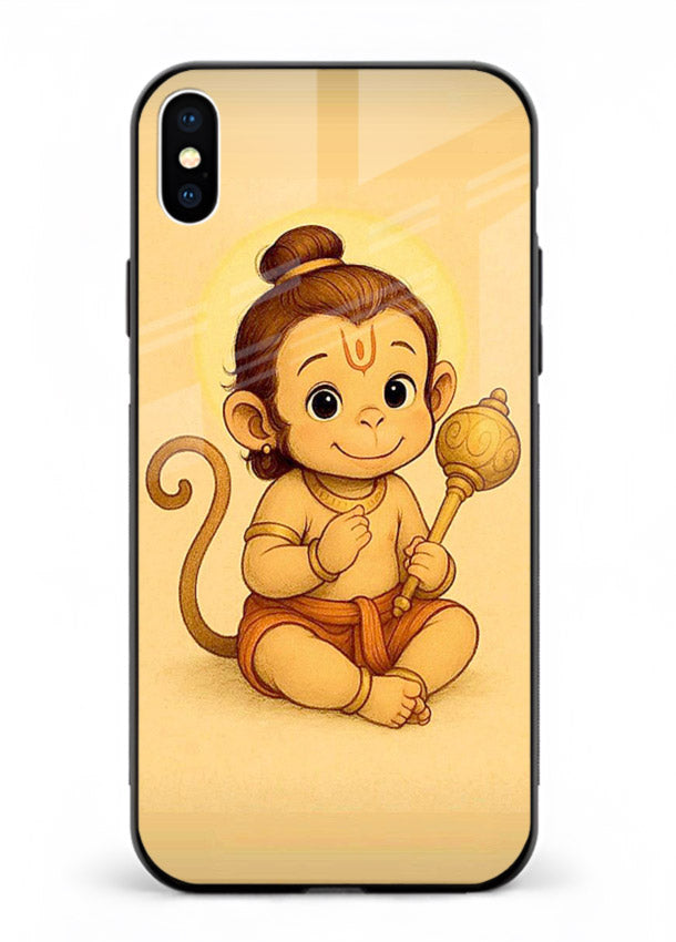 Baby Hanuman cute devotional art iphone xs max glass back cover for bhakts