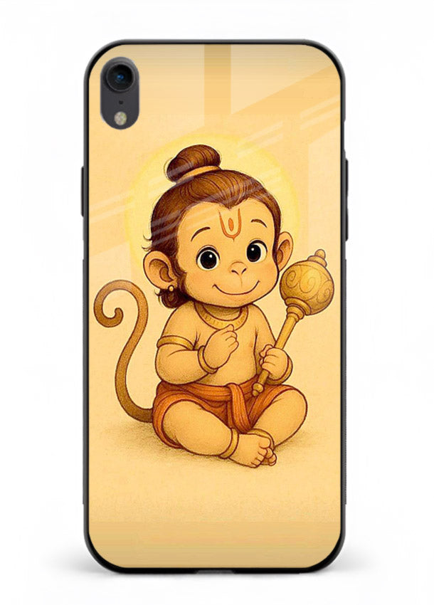 Baby Hanuman cute devotional art iphone xr glass back cover for bhakts