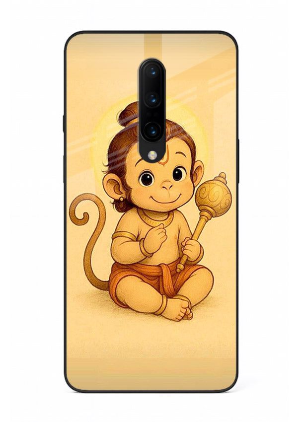 Baby Hanuman cute devotional art OnePlus 8 glass back cover for bhakts