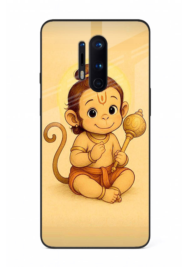 Baby Hanuman cute devotional art OnePlus 8 Pro glass back cover for bhakts